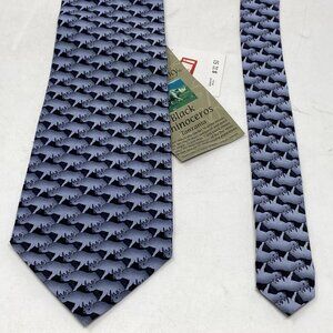 THE NATURE CONSERVANCY Silk Handmade Necktie Gray Rino ￼Rhinoceros New With Tags